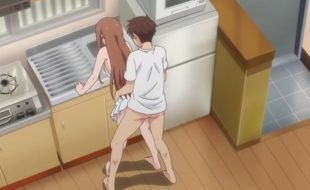 Pegando à irmã por trás na cozinha hentai